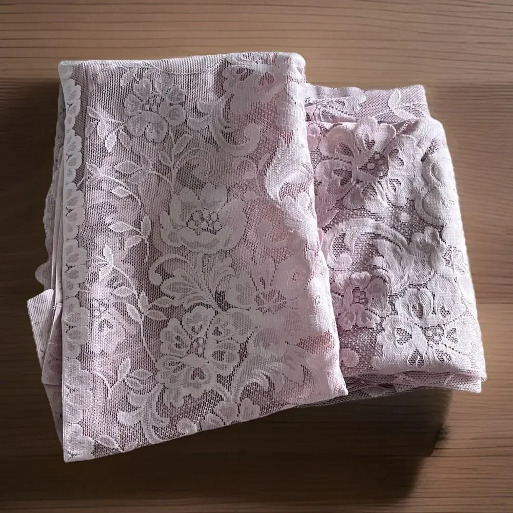 JCP Home Shari Mauve Pink Lace Floral Curtain Swag Valance Set 82